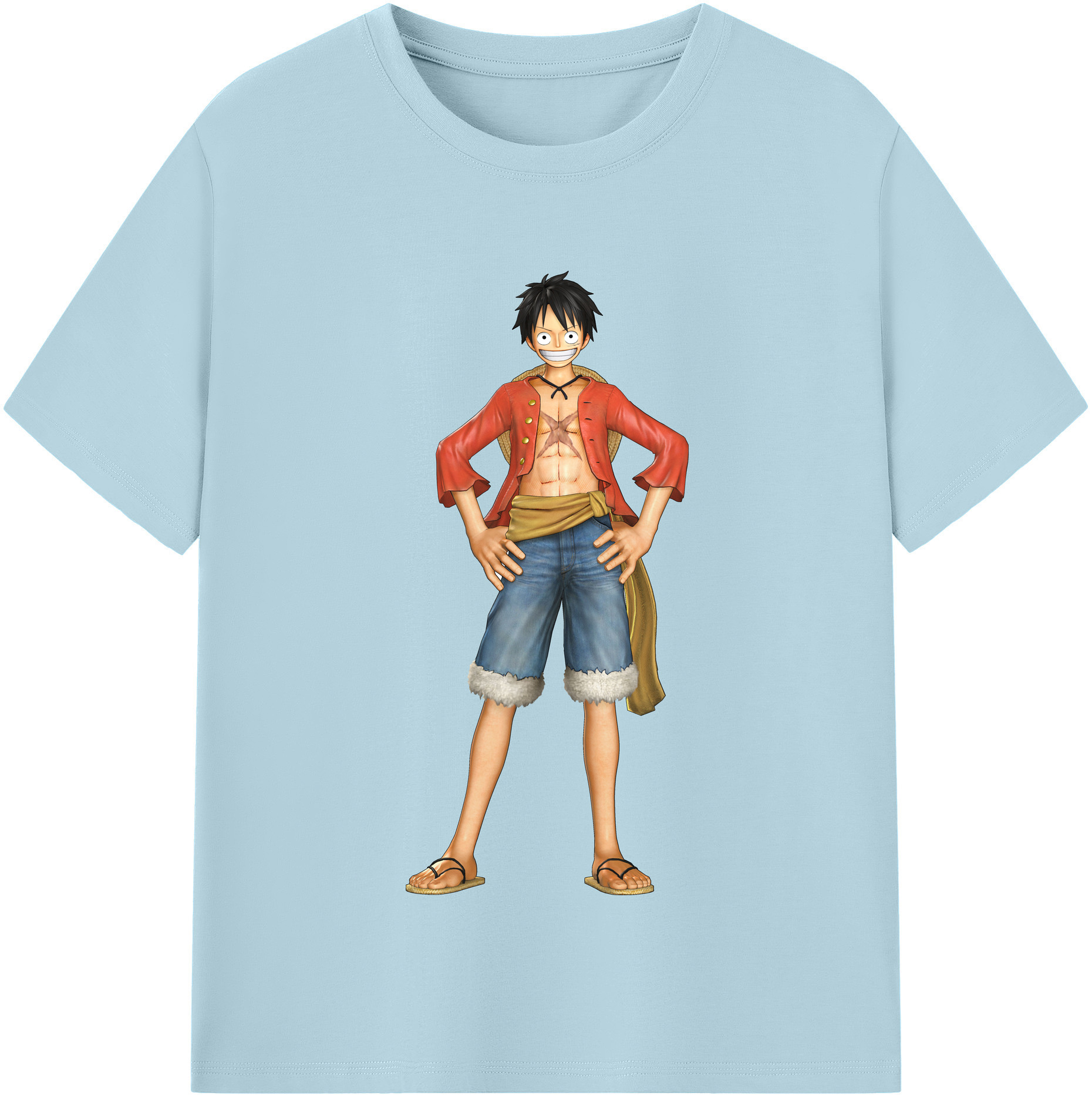 ワンピース モンキー・D・ルフィ ONE PIECE Monkey D. Luffy 綿100％半袖Tシャツ（フロントプリント）